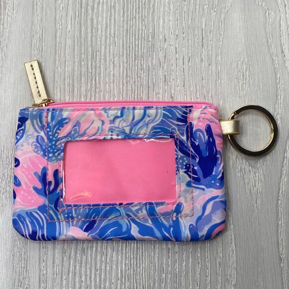 Lilly Pulitzer Pink & Blue Shade Seekers ID Care Coin Purse Mini Wallet - Picture 4 of 8
